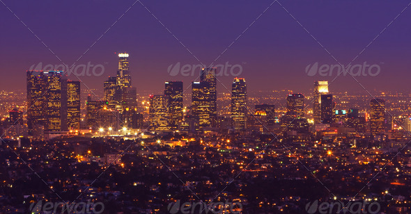 Los Angeles, Urban City at Sunset - Stock Photo - Images