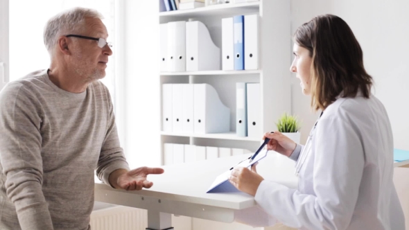 Senior Man And Doctor Meeting At Hospital 46 alt