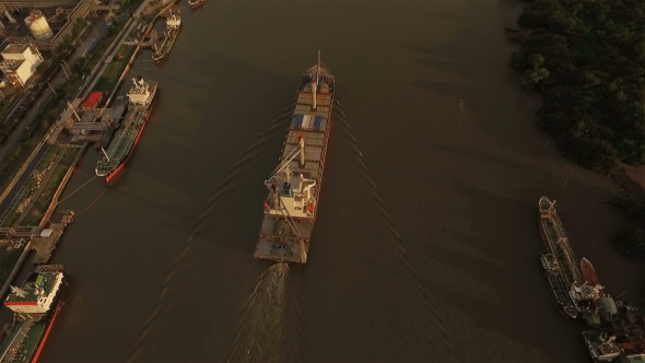 Cargo Ship Leaving Dockyard 06 alt