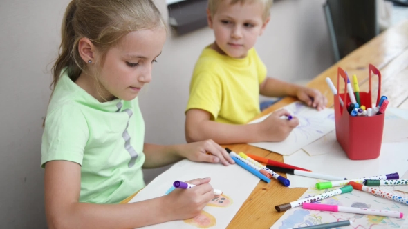 Kids Painting With Pencils