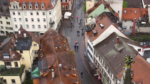 The City Of Konstanz. The View From The Heights Of The Old Town Of Konstanz. The Video Shows The Old