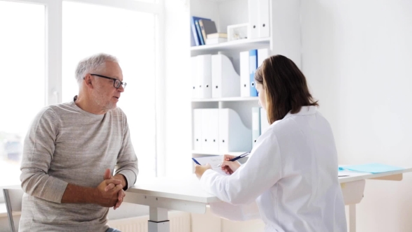 Senior Man And Doctor Meeting At Hospital 37 alt