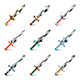 Original Swords Icons Vector Set by andegro4ka | GraphicRiver