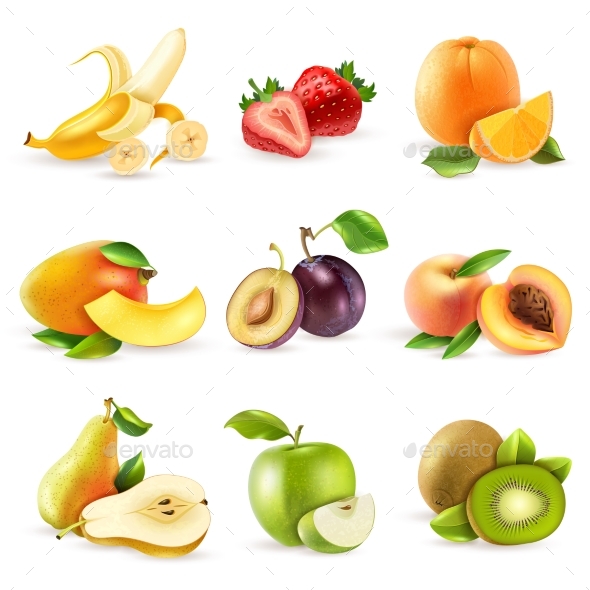 Fruits Flat Icons Set