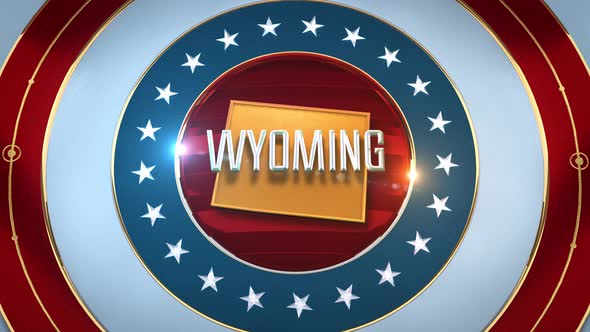 Wyoming United States of America State Map with Flag 4K