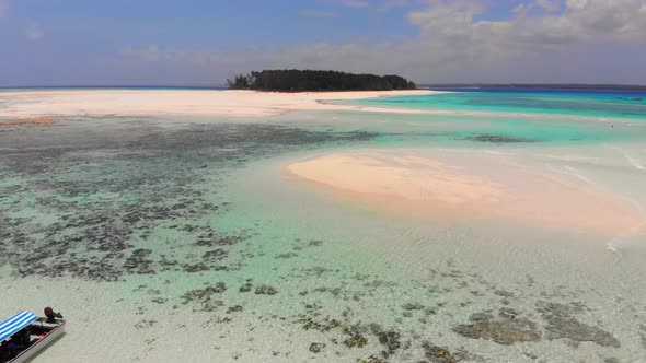 Paradise Private Island of Mnemba in Turquoise Ocean Zanzibar Aerial View alt