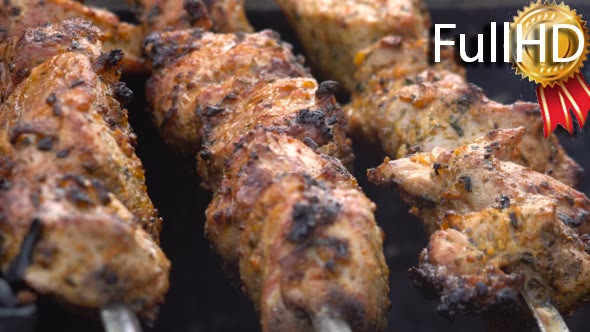 Meat Barbecue Pork With Spices on Skewers Big
