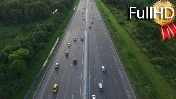Aerial View of Traffic on a Motorway Ring Road