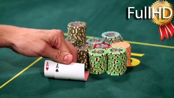 Poker Player Showing Good Card Combination, One