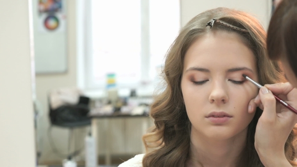 Makeup Artist Making Make-up For The Stylish Bride