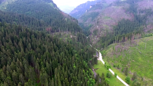 Aerial View of Mountains Valley