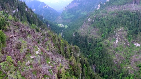 Aerial View Of Mountains Valley