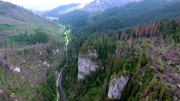 Aerial View Of Mountains Valley