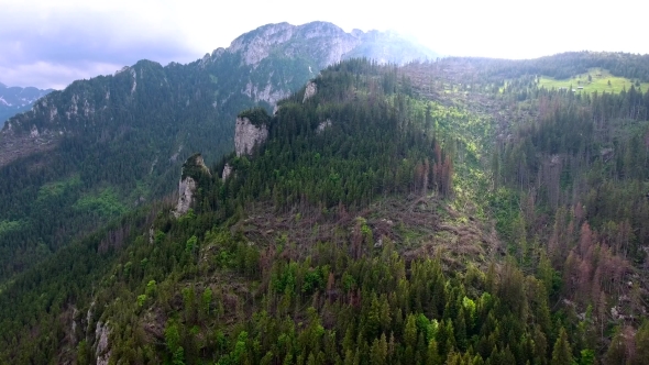 Aerial View Of Mountains Valley