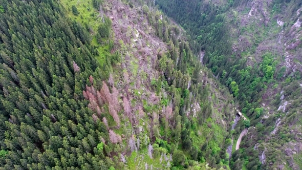 Aerial View Of Mountains Valley