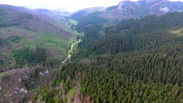 Aerial View Of Mountains Valley