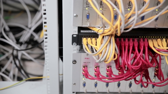  Of Cables And Wiring Links Servers In a Huge Data Center. Slider Shoot. alt
