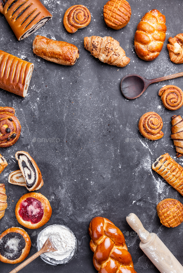 Delicious and sweet seasonal pastry background Stock Photo by tommyandone