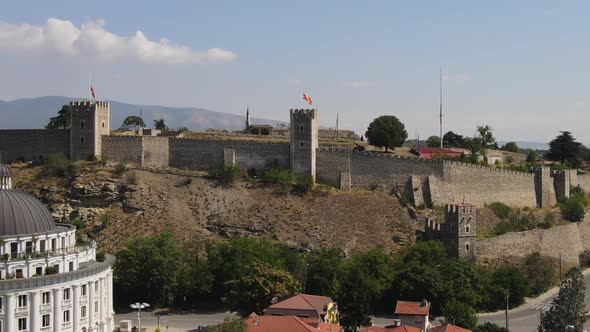 Aerial View Skopje Fortress North Macedonia Ancient Landmark From 6Th Century alt