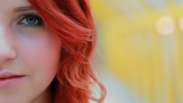 Portrait Of a Girl With Red Hair, Interesting Look, , Young Skin.