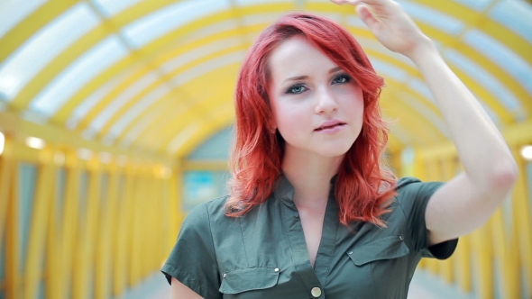 Portrait Of a Girl With Red Hair, Interesting Look, , Young Skin.