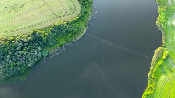 Beautiful River Landscape. Aerial View