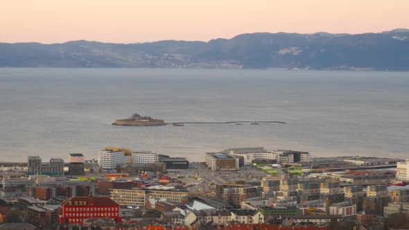 Aerial View Over Central Trondheim, Norway alt