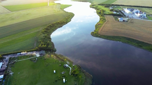 Beautiful River Landscape. Aerial View