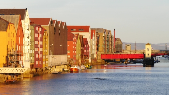 Sunset View Of The Old Town Pier Architecture In Sodermalm District Of Stockholm, Sweden