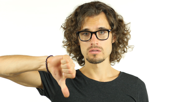 Thumbs Down by Man w/ Curly Hairs alt
