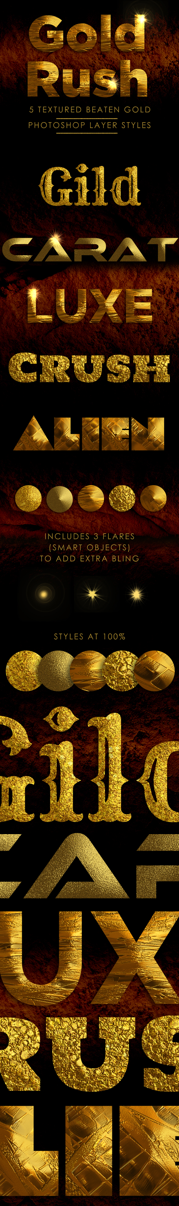 Beaten Gold Layer Styles - Text Effects Styles