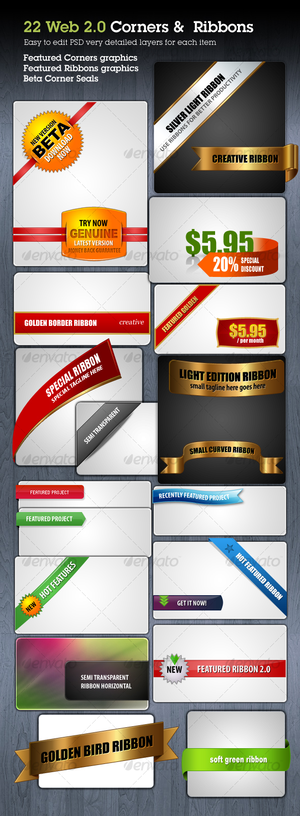 Web Ribbons & Corner Graphics - Web Elements