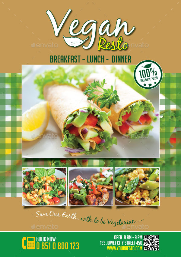 Vegan Resto Food Menu Flyer by EyestetixStudio | GraphicRiver