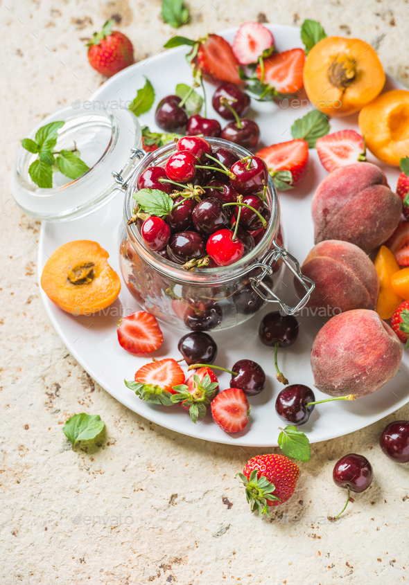Healthy summer fruit variety - Stock Photo - Images