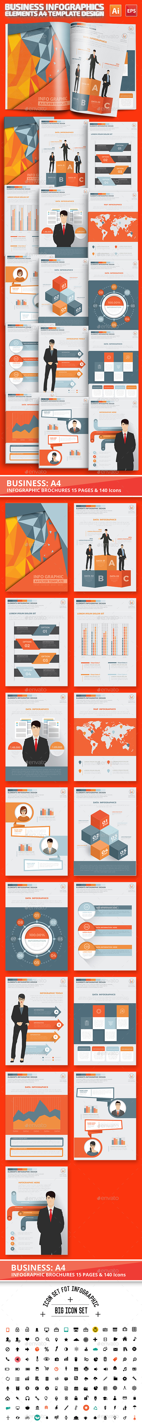 Business Infographics A4 Template Design