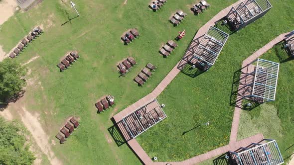 Rest Zone in Severnoye Tushino Park in Moscow, Russia.