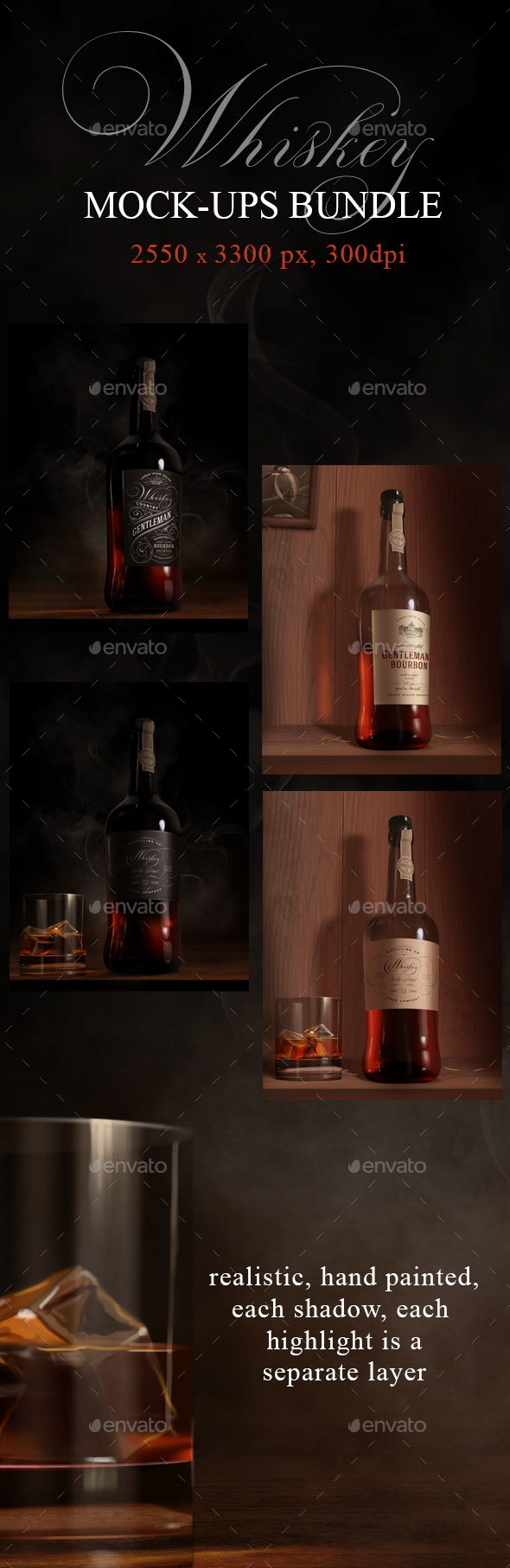 Whiskey Bottle Mock-ups - Food and Drink Packaging