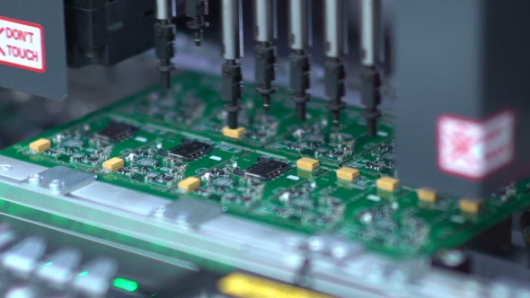 Manufacture Of Electronic Chips. Producing Printed Circut Board. alt