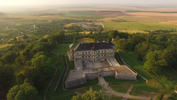 Aerial View Of Pidhirtsi Castle.  alt