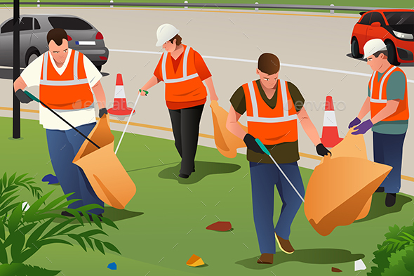 Community Cleaning on the Roadside by artisticco | GraphicRiver