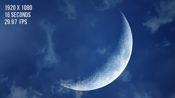 Dreamy Crescent Moon with Soft Clouds