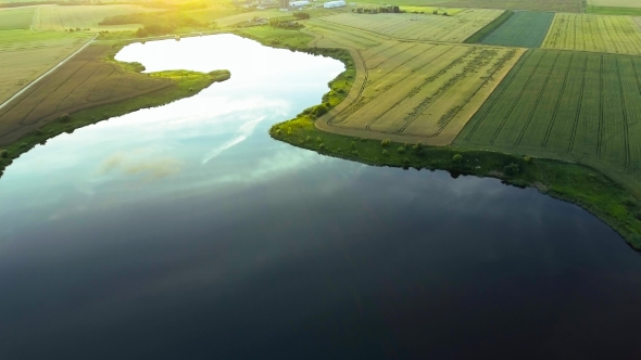 Beautiful River Landscape. Aerial View