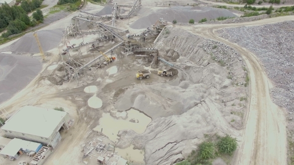 Aerial View Of a Sandstone Quarry With Processing Lines