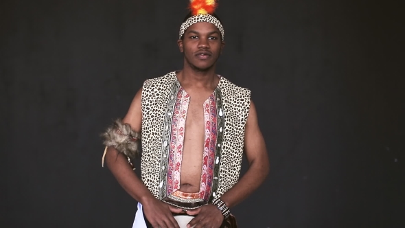 Handsome African Man Playing Drum And Smile alt