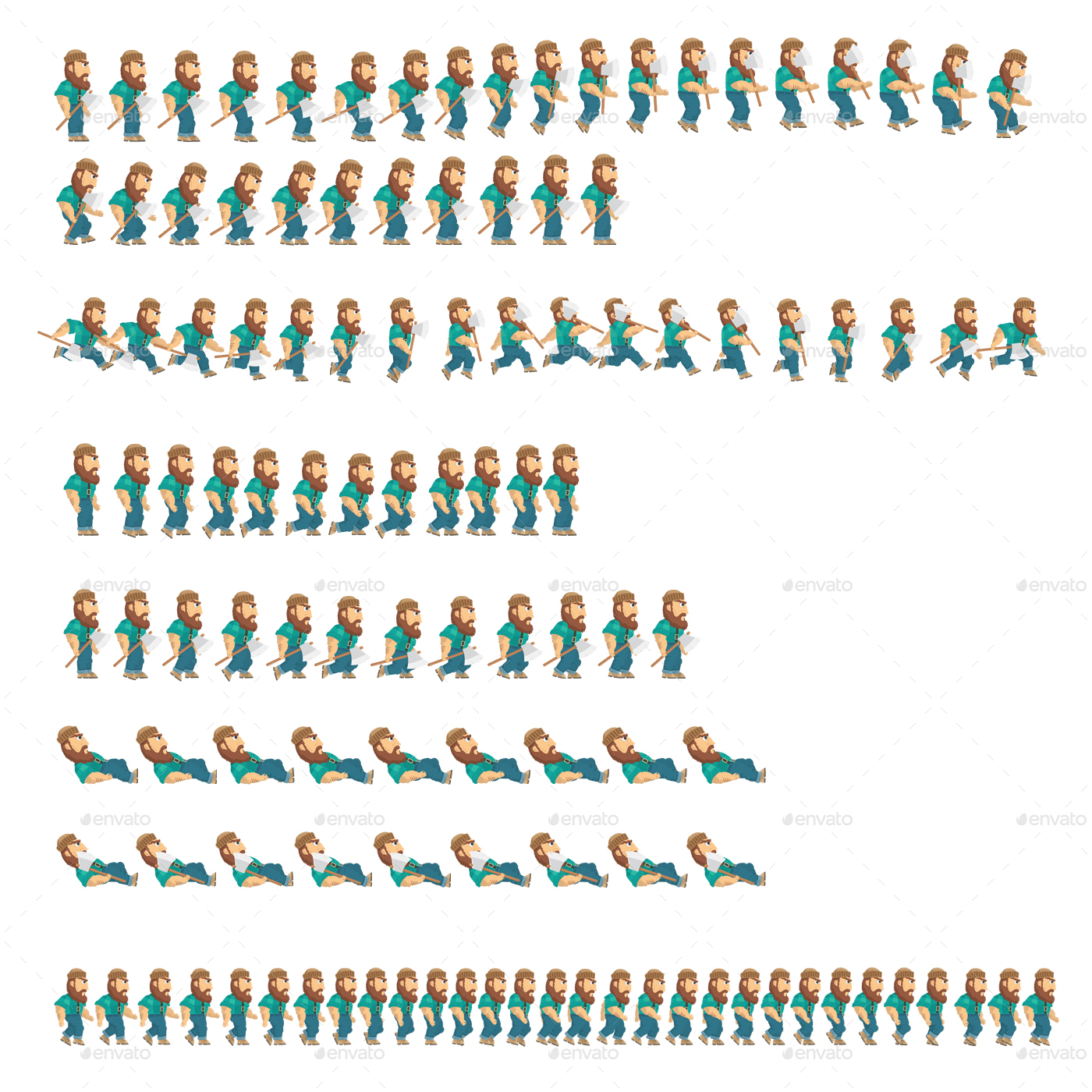 2D Lumberman Sprites Game Assets, Game Assets | GraphicRiver