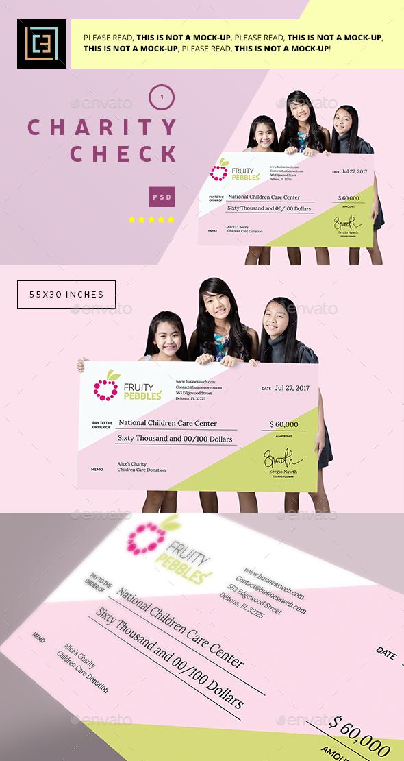 Charity Check 1 - Signage Print Templates