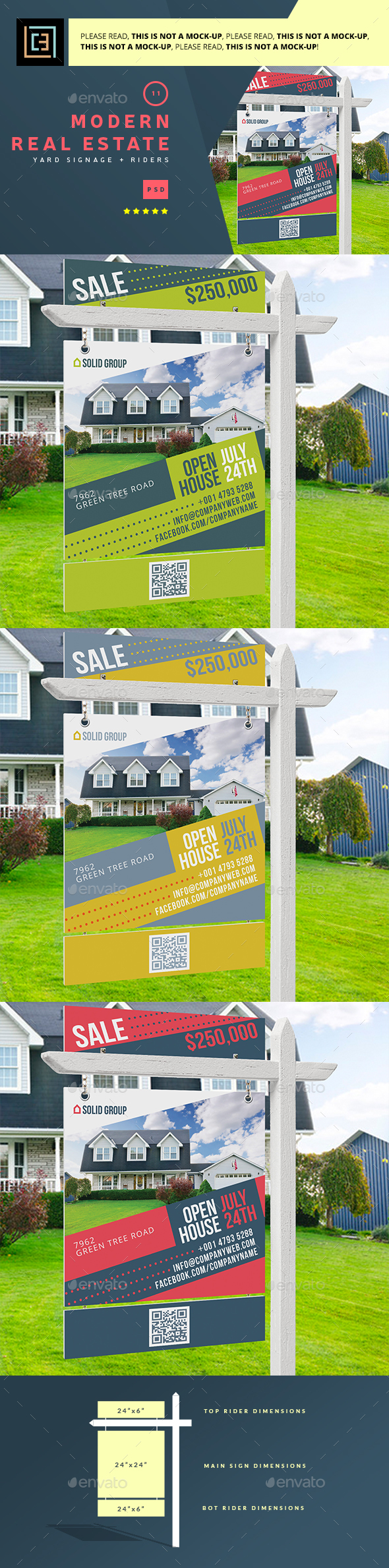 Download Printable Modern Real Estate Yard Signage Template 11 + Riders by cooledition