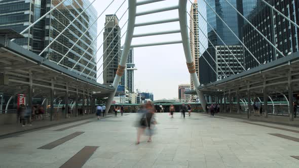 City Traffic Timelapse. People Go About Their Business in The Streets of The City alt