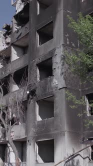 Vertical Video of a Destroyed House During the War in Ukraine alt