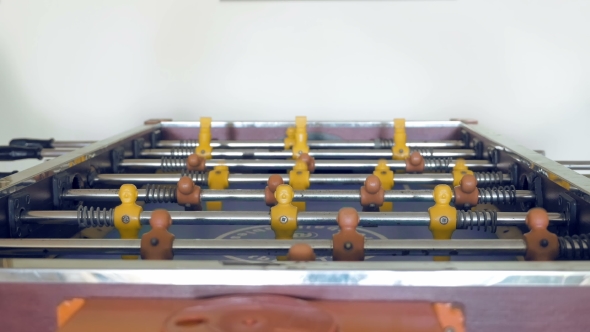 People Are Playing Table Football Soccer Game